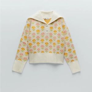 zara pastel floral sweater